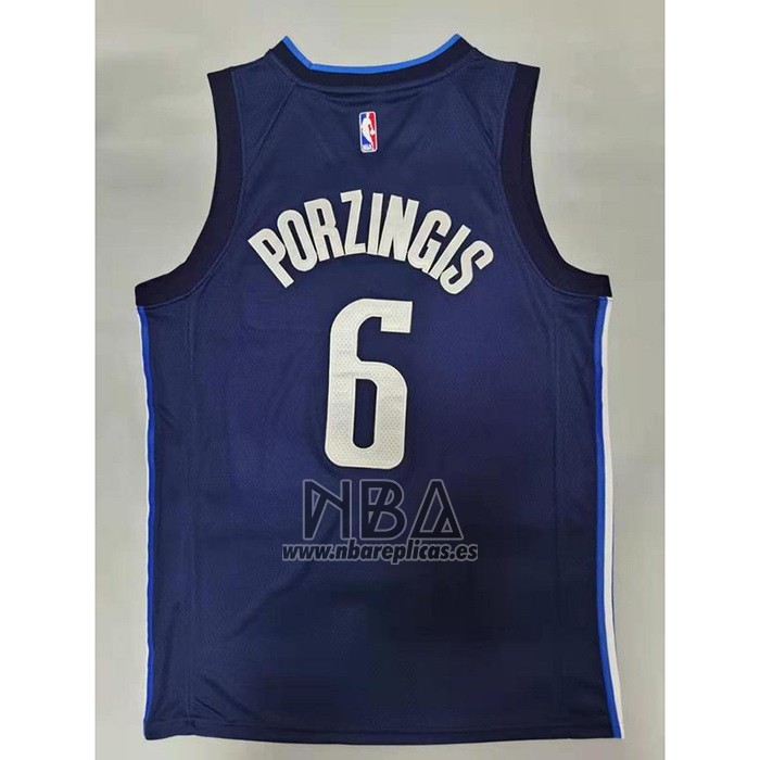 Camiseta Doncic Mavericks Kristaps Porzingis NO 6 Statement 2020-21 Azul